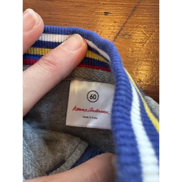 Hanna Andersson Bomber Varsity Jacket Boys 3-6 Months Blue Coat Dragon Patch - Picture 4 of 9